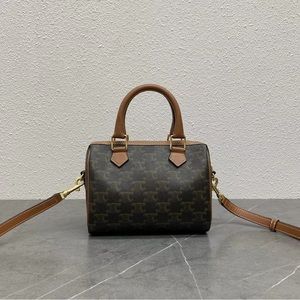 Celine Triomphe Canvas Calfskin Small Boston Bag Tan - NWOT